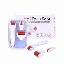 Derma roller -Rouleau de Massage avec des Aiguilles de Titanium 4 en 1
