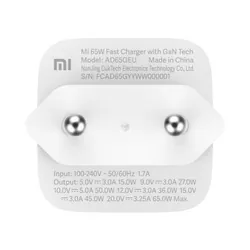 Xiaomi Mi 65W Fast Charger with GaN Tech Blanc Intérieure