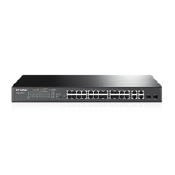 TP-Link T1500-28PCT Géré L2 Fast Ethernet (10/100) Connexion Ethernet, supportant l'alimentation via ce port (PoE) 1U Noir (TL-SL2428P)
