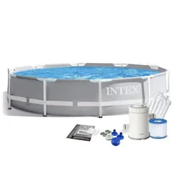 Intex PrismFrame Piscine hors sol Rond 4485 L Gris