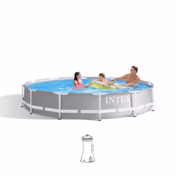 Piscine tubulaire circulaire INTEX  - Piscine solide grâce à son liner tripe couche d'épaisseur 0.58 mm. Cadre de la piscine  ...