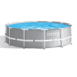 Kit Piscine - INTEX Prism Frame - Ronde Tubulaire - 3,66 m x 99 cm - Gris
