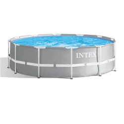 Kit Piscine - INTEX Prism Frame - Ronde Tubulaire - 3,66 m x 99 cm - Gris