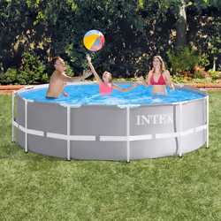 Kit Piscine - INTEX Prism Frame - Ronde Tubulaire - 3,66 m x 99 cm - Gris