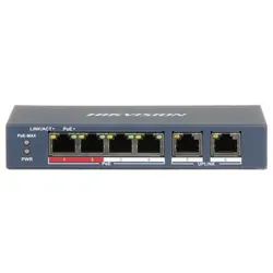 Hikvision Digital Technology DS-3E0106P-E/M commutateur réseau Non-géré Fast Ethernet (10/100) Connexion Ethernet, supportant l'alimentation via ce port (PoE) Bleu