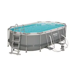 Bestway Power Steel Oval 4.24m x 2.50m x 1.00m, Gris/Bleu