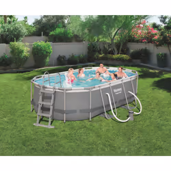 Bestway Power Steel Oval 4.24m x 2.50m x 1.00m, Gris/Bleu - Vue supplémentaire 5