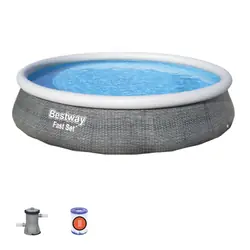 Bestway Fast Set 57376 piscine hors sol Piscine gonflable Rond 7340 L Gris