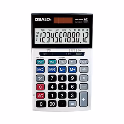 Calculatrice de bureau 12 chiffres - 2 sources d'alimentation : solaire ou batterie - Ecran LCD extra large - Clés en plastiq ...