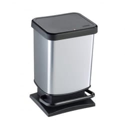 Rotho 1754010264 poubelle 20 L Rectangulaire Métal, Plastique Noir, Argent