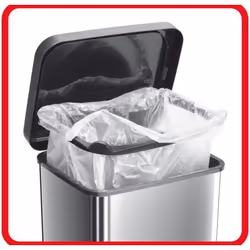 Rotho 1754010264 poubelle 20 L Rectangulaire Métal, Plastique Noir, Argent - Vue supplémentaire 2