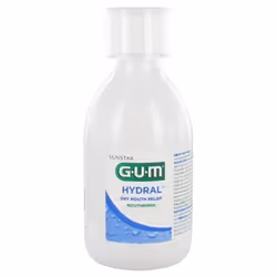 GUM Hydral Bain de Bouche 300 ml est un bain de bouche spécifiquement formulé pour les muqueuses buccales sensibles et fragilisées.