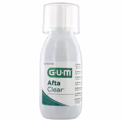 GUM Afta Clear Bain de Bouche 120 ml est un bain de bouche idéal pour la prévention de la réapparition et/ou de la progression des aphtes et autres lésions buccales