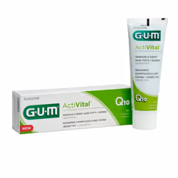 GUM Activital Dentifrice Q10 75 ml est un dentifrice multi-actions conçu pour préserver des gencives et dents saines au quotidien.