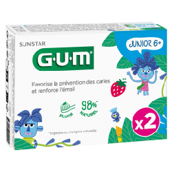 Dentifrice Junior 6 ans et + 2x50ml Goût Fraise Avec Fluor et Isomalt Gum