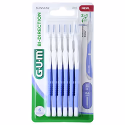 GUM Bi-Direction - Modèle : 2014 : 0,6 mm est une brossette à double position pour atteindre les espaces interdentaires antér ...