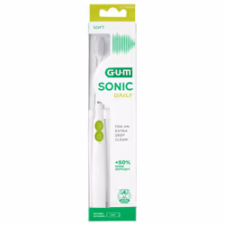 GUM Sonic DailyBrosse à dents à pile Souple, CompacteColoris : blancTechnologie sonique à vibration douce pour une meilleure  ...