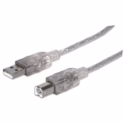 Manhattan 345408, 5 m, USB A, USB B, USB 2.0, Mâle/Mâle, Argent