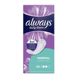 ALWAYS PROTEGE DAILY LINERS NORMAL CONFORT PROTECT 20PCS