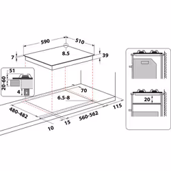 Plaque de Cuisson Gaz 4 Zones Inox 59cm - Whirlpool GMAL 6422/IXL - Vue supplémentaire 3