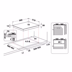 Whirlpool TKRL 661 NB Anthracite Intégré 58 cm Gaz 4 zones - Vue supplémentaire 5