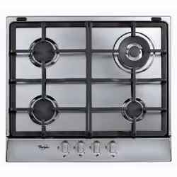 Whirlpool AKR353/IX, Acier inoxydable, Intégré, Gaz, 4 zone(s), 4 zone(s), Régulier