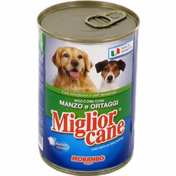 Cane MIGLIOR Pour Chiens Avec Boeuf & Légumes - Contenance: boite de 405 gr - Conserve des légumes de qualité, enrichis en vi ...