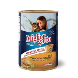 Gatto Pâté MIGLIOR Pour Chats Avec Poulet Et Dinde 400 Gr