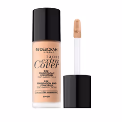 Deborah Milano 24ore Extra Cover Foundation, Bouteille, Liquide, Tous types de peau, Anti-imperfection, Fair Rose, 30 ml