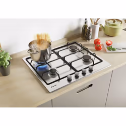 Candy Timeless CHW6BRX Acier inoxydable Intégré (placement) Gaz 4 zones