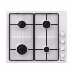 Candy CHW6LWW, Blanc, Intégré (placement), 60 cm, Gaz, Acier inoxydable, 4 zone(s)