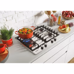 Hoover H-HOB 300 GAS HHG6BRMX Acier inoxydable Intégré (placement) 59.5 cm Gaz 4 zones