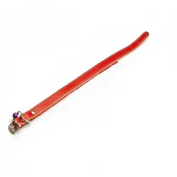 Collier Chien Felican Avec Cloche Cuir Rouge
