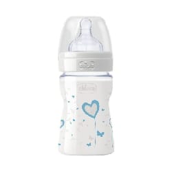 Chicco Biberon En Verre 150 Ml Cœur bleu 0+