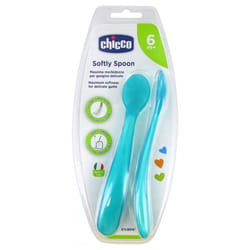 Chicco Softly Spoon 2 Cuillères Souples 6 Mois et + - Couleur : Bleu