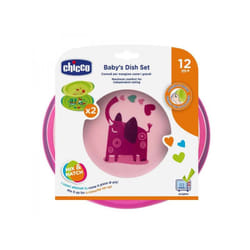 Chicco Ensemble Assiettes Plate Et Creuse Décorées Bébés 12+ Mois Rose