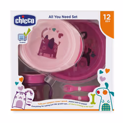 Chicco Coffret Repas 12 Mois et + - Couleur : Rose est un coffret repas qui comprend le nécessaire pour les repas de bébé à p ...