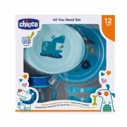 Chicco Coffret Repas 12 Mois et + - Couleur : Bleu est un coffret repas qui comprend le nécessaire pour les repas de bébé à p ...