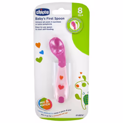 Chicco Ma Première Cuillère 8 Mois et + - Couleur : Rose est idéale pour apprendre à bébé à manger tout seul. Sa petite taill ...