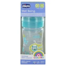 Chicco Well Being Colors Biberon 150 ml Débit Lent 0 Mois et +