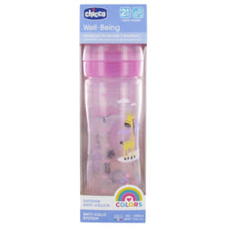 Chicco Well Being Colors Biberon 250 ml Débit Moyen 2 Mois et + - Couleur : Rose