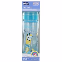 Chicco Well Being Colors Biberon 330 ml 4 Mois et + - Couleur : Bleu est le biberon idéal pour les bébés. Grâce à la nouvelle ...