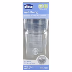 Chicco Well Being Biberon Verre 150 ml Débit Lent 0 Mois et +