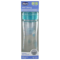 Chicco Well Being Biberon Verre 240 ml Débit Lent 0 Mois et + - Couleur : Bleu
