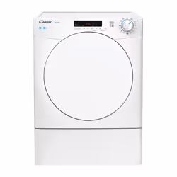 Sèche linge Frontale CANDY - Type de séchage: Evacuation - Capacité du sèche-linge: 9 kg - Volume du tambour: 125L - Classe d’efficacité énergétique: C - Consommation d'énergie annuelle: 640 KW/An - Programmes de séchage: 15 Programmes - Indicateur de fin de cycle - Option de fin différée - Pieds réglables - Capteur d’humidité - Alimentation: 220-240V - Dimensions: H x L x P: 85 x 89.6 x 58.5 cm - Poids: 34.1 kg - Couleur: Blanc