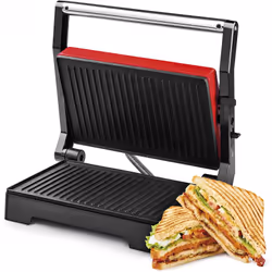 Grill Viande et Panini - Puissance: 1000 W - Plaques Antiadhésives - Ouverture à 180º - Sans BPA - Contrôle automatique de la ...