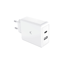 Ksix BXCDC65DGAN chargeur d'appareils mobiles Ordinateur portable, Smartphone, Tablette Blanc Secteur Charge rapide Intérieure