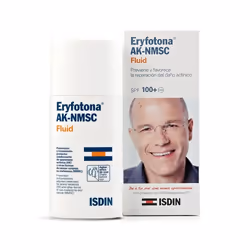 ISDIN Eryfotona AKFluide SPF100+Crème solaire visage réparatrice Prévient et améliore le traitement des lésions cutanées actiniquesUVA/UVB50mlEryfotona AK Fluid prévient les lésions dues à l'exposition aux rayon du soleil et facilite le traitement des lésions cutanées.Il dépose sur la peau un film protecteur avec ADN Repairsomes (photlyase encapsulée dans des liposomes) et un facteur de protection solaire UVB 109