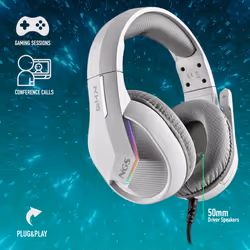 NGS GHX-515 Casque Avec fil Arceau Jouer USB Type-A Blanc - Vue supplémentaire 10