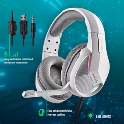 NGS GHX-515 Casque Avec fil Arceau Jouer USB Type-A Blanc - Vue supplémentaire 8